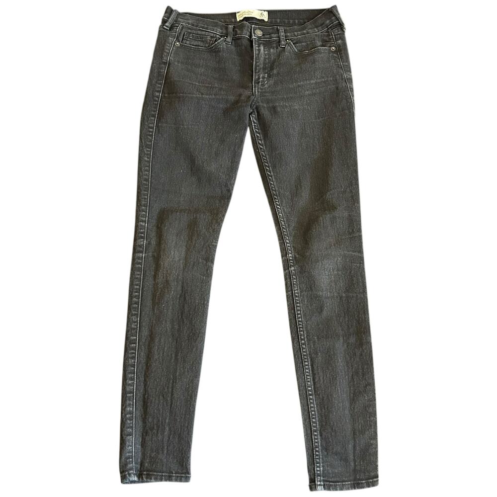 Abercrombie & Fitch Super Skinny Mid-Rise Black Jeans Womens 6 Indie Grunge Emo